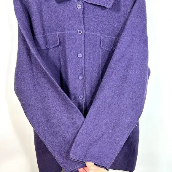 Womens 1X 100% Wool Cardigan Sweater Modern Soul Button Purple Australia - Picture 8 of 8